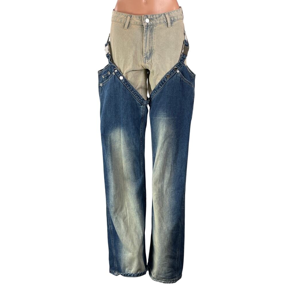 NEW Innovare Anderson Deconstruct Chap Style Blue Western Two Piece Jeans Size M